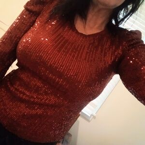 Sequin Blouse in Shimmering Red
